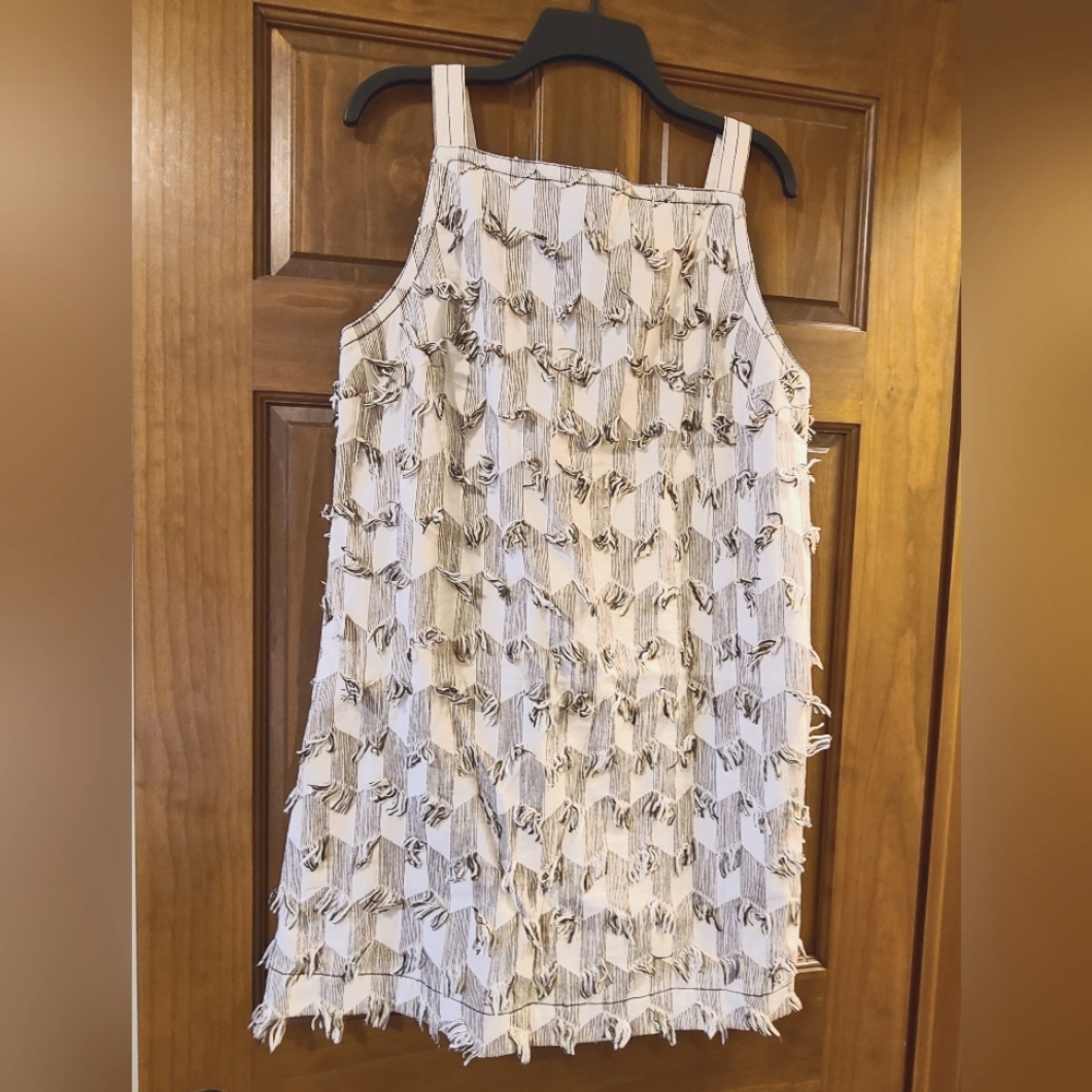Anthropologie sheath dress with tassle detail, size L. NWT